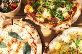 Three Course Meal with a Drink for Two at Dough and Co Woodfired Pizza